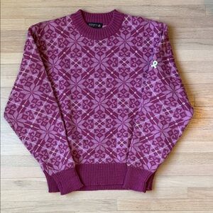 Wool Pink Patterned Snowflake Sweater